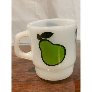 Vintage Fire-King Anchor Hocking Pear Design Milk Glass Mug